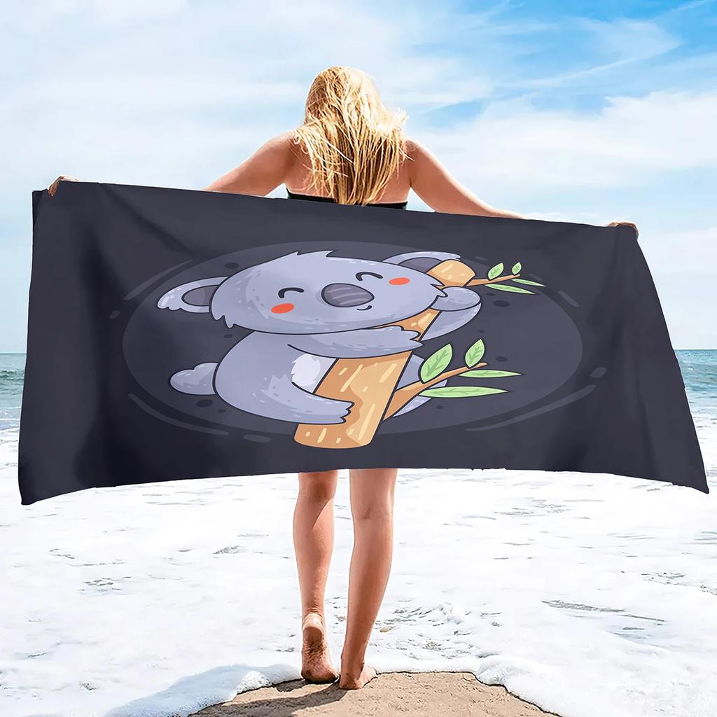 Cartoon Koala Strandtuch, Mikrofaser Große Badetücher, Schnelltrocknende Pooltücher Übergröße, Fitnessstudio Poolseite Sonnenliege Überwurf für Männer Frauen