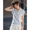 Demana Women's Lyocell Blend Zipper Polo Knit Top