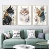 Retro Elegant Cute Watercolor Siamese English Short Cat Art Poster Oil Canvas Printed Mural Living Room Bedroom Home Decoration