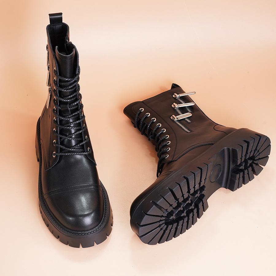 Big head thick-soled Martin boots men's American tooling boots trendy high-top winter velvet thermal locomotive leather boots