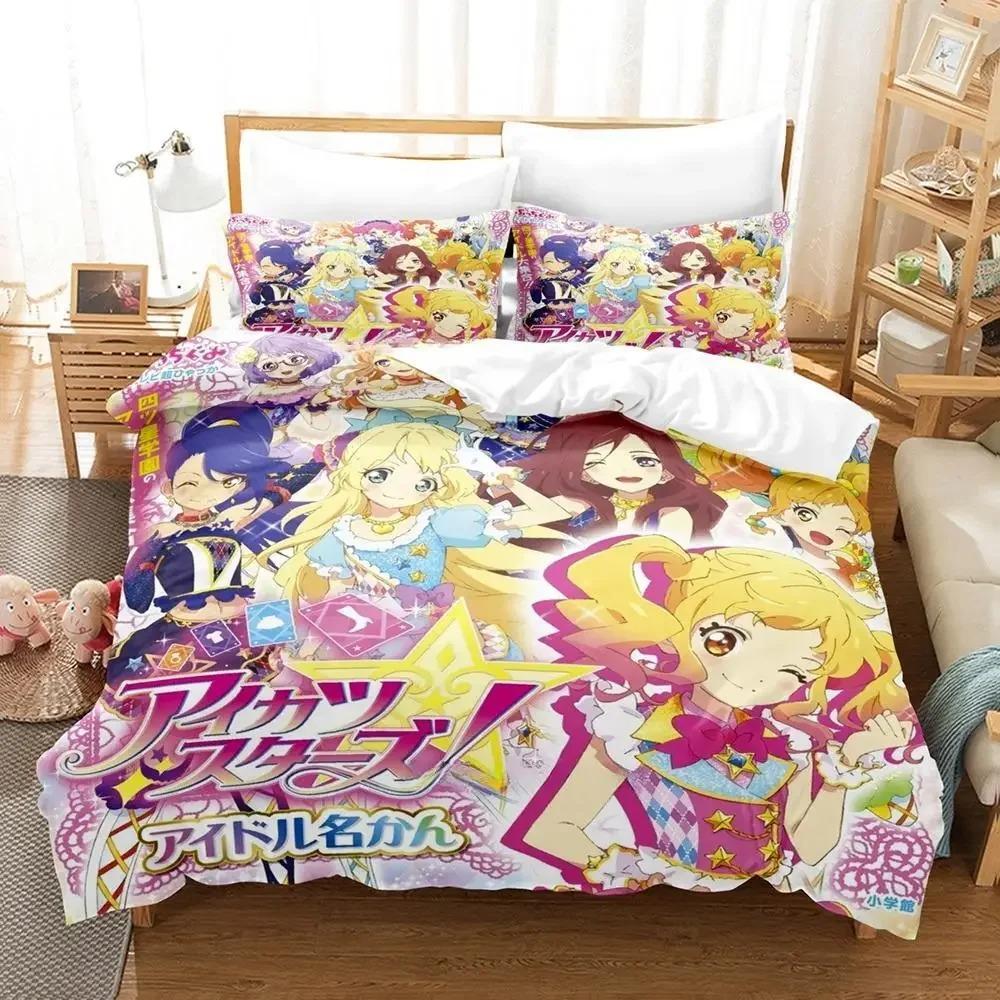 Cozy Lightweight Single Twin Full Queen King Aikatsu Size Bed Adult Kid Bedroom Sets 3D Print Anime Quilt