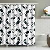 Black Cat Print Shower Curtain With White Background Bathroom Decor
