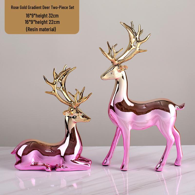 

Gold-Plated Reindeer Figurine: Nordic Fashion Home Decor Ornaments for Living Room and Cabinet Display.