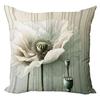 Light Green Poppy Elegant Style Pillowcasebedroom Living Room Sofa Home Decor Polyester Cushion Cover With Zipper