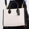 Coach Mini Tote Handbag In White & Black Leather For Women Daily Use