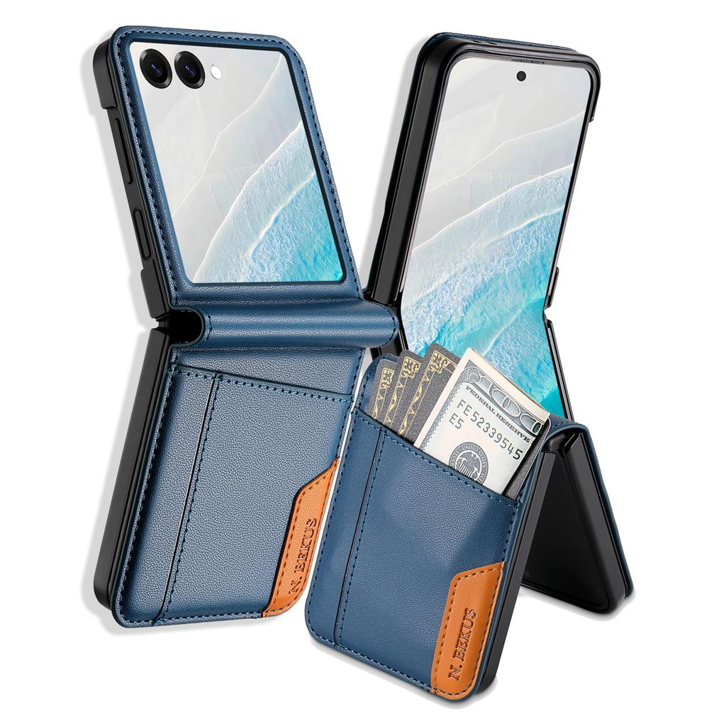 N.BEKUS For Samsung Galaxy Z Flip7 5G Case Card Slot PU + PC Phone Back Cover