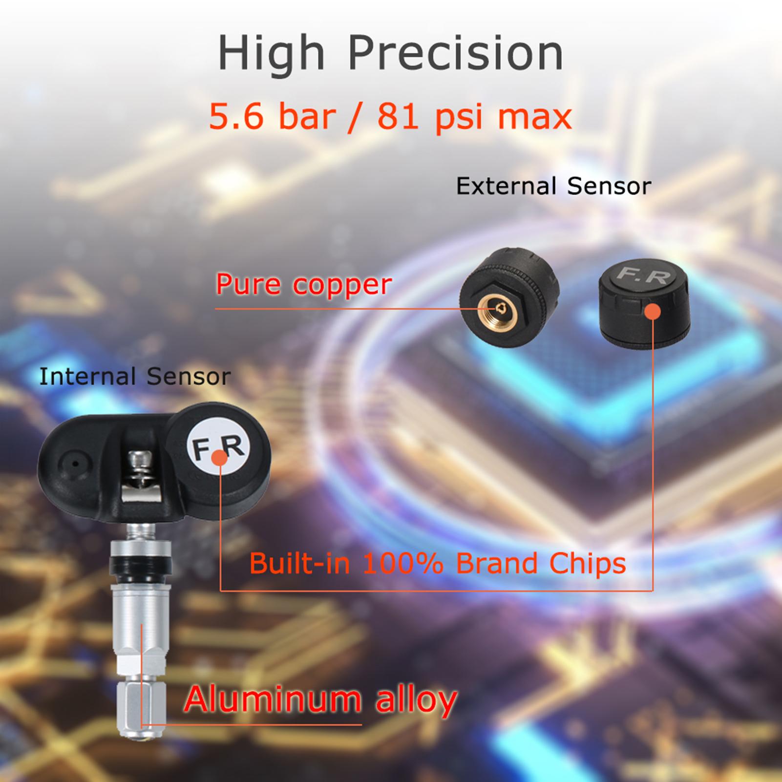 TPMS Solare Con 4 Sensori Wireless – Monitoraggio Pressione Pneumatici In Tempo Reale 21-87 PSI