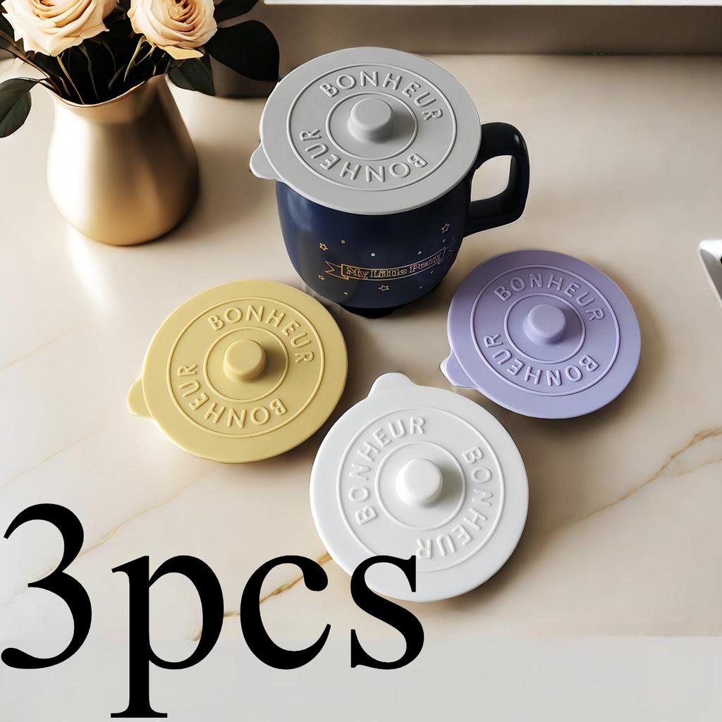 [Food Grade Silicone Cup Lids] 3pcs Food Grade Silicone Cup Lids - Airtight and Leakproof, Insect - Proof and Dustproof Design, Fit Most Cups