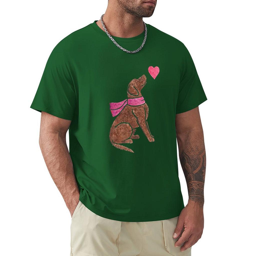 Watercolour Curly-coated Retriever T-Shirt Blue Archive Oversized Fitted T Shirts for Men