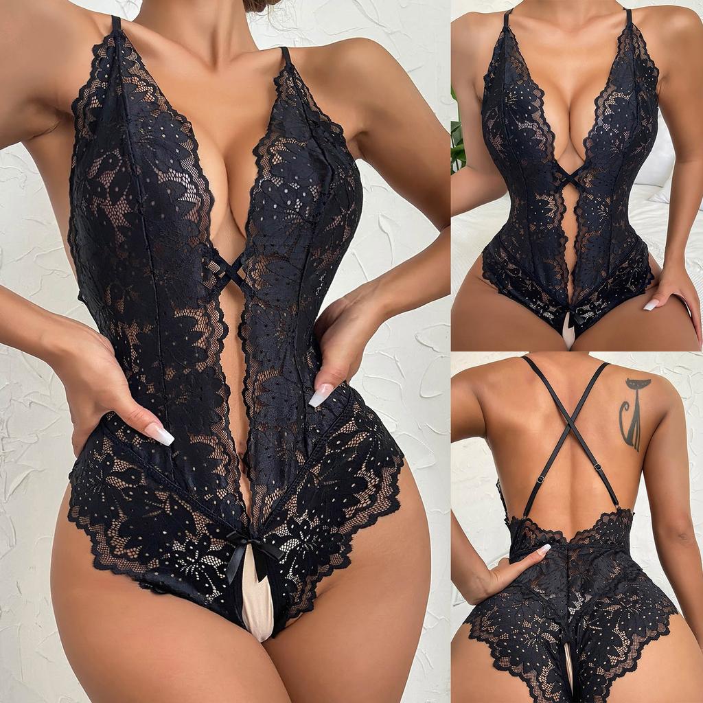 Ladies Erotic Lingerie Sexy Backless Lace Hollow Set Without Steel Rings