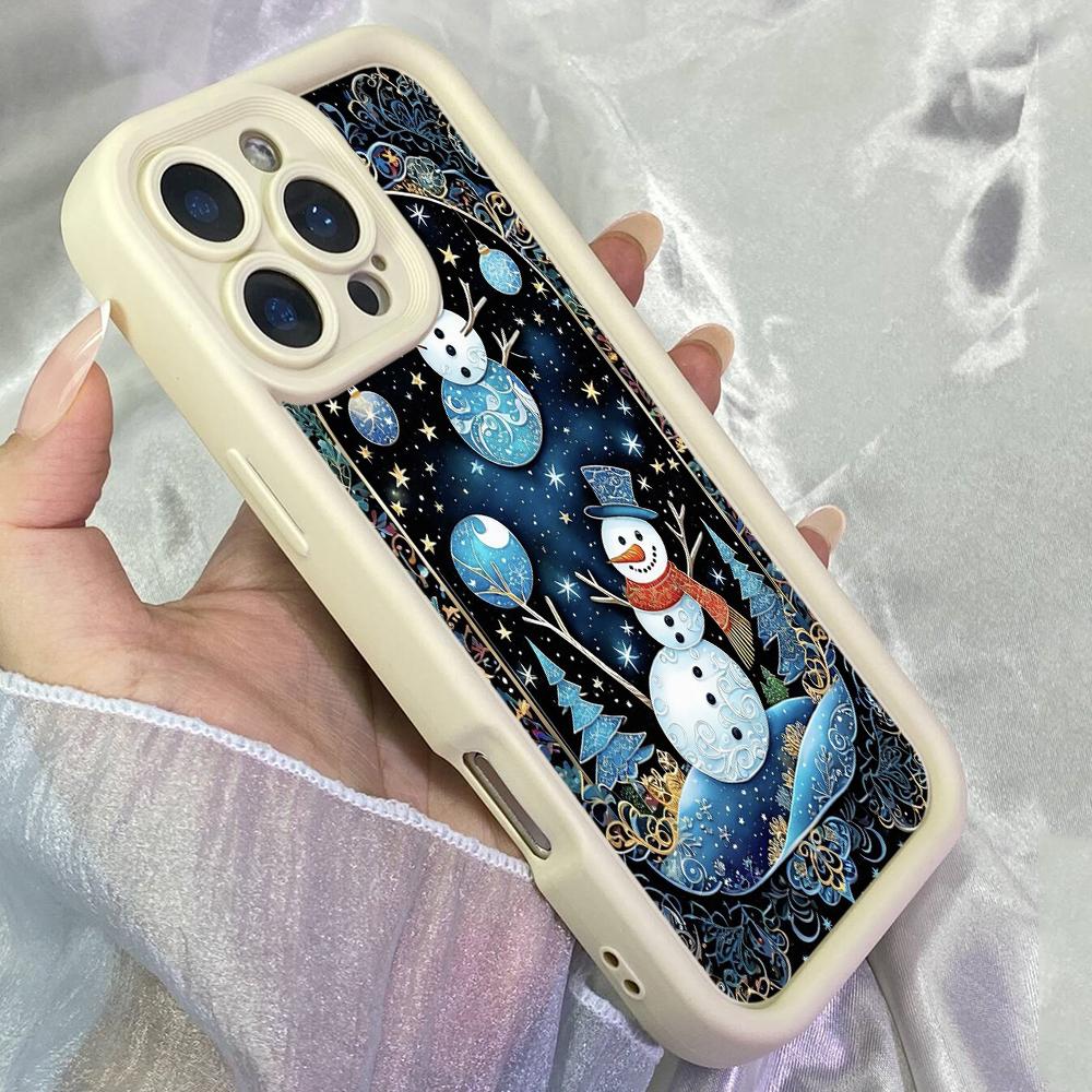 JT513 Starry Christmas Snowman for iPhone 17 16 15 14 Pro Max Samsung S26 S25 Ultra A17 A07 A56 A16 A15 A14 A13 Xiaomi 15T Redmi 15c 14C Soft Case