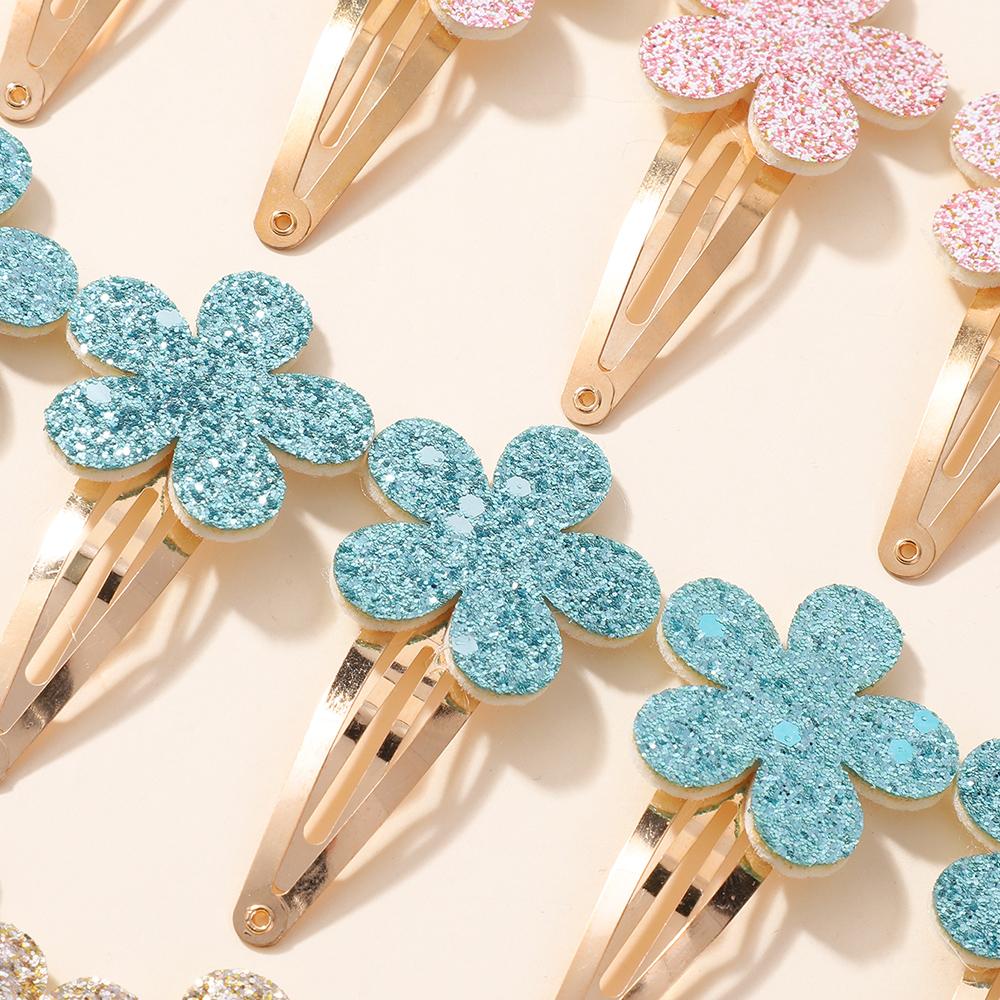 24Pcs Geometric  Hair Clip Glitter DropletColorful Gradient  Girls Children Bangs BB Alloy Hairpins Headclips Hair Accessories