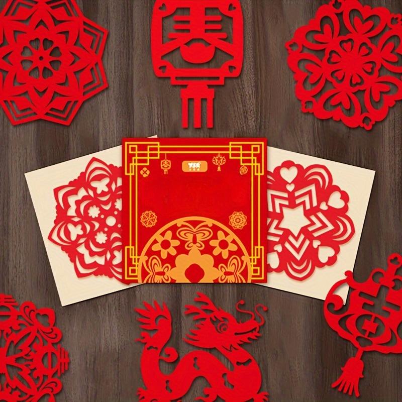 60pcs/2set New Year Spring Festival window Paper Cuttings handmade DIY suit scrapbooking paper tissue paper packaging