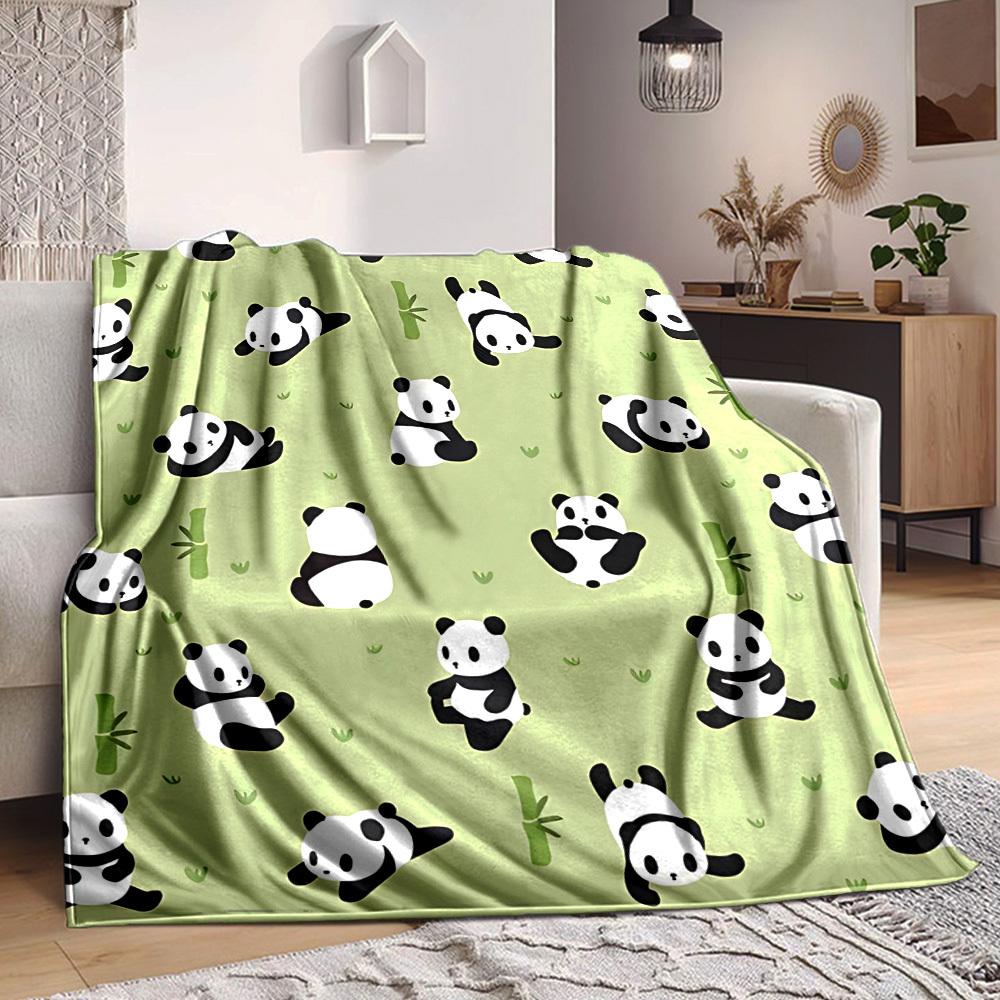 1pc Panda Pattern Blanket, Lightweight Flannel Blanket for Sofa, Bed, Travel, Camping, Living Room, Office,019
