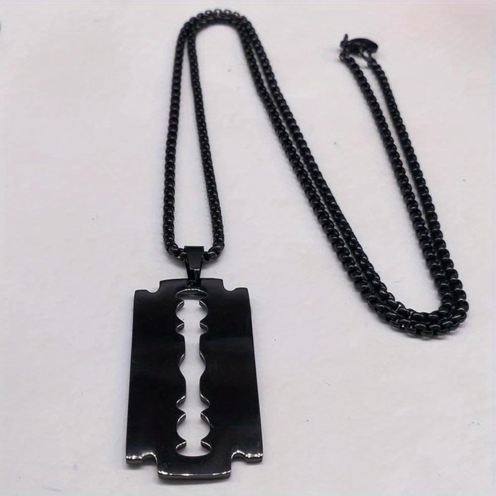 1 Set Gothic Klingenrasierer Anhänger Halsketten Herren Schwarz Goth Mann Kette Halskette