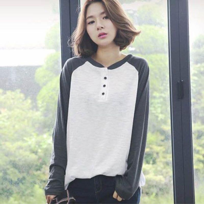 

New Autumn Long-sleeved T-shirt for Women s Mid-length Loose Ins Top White Korean Student Button Base Shirt 2XL белый
