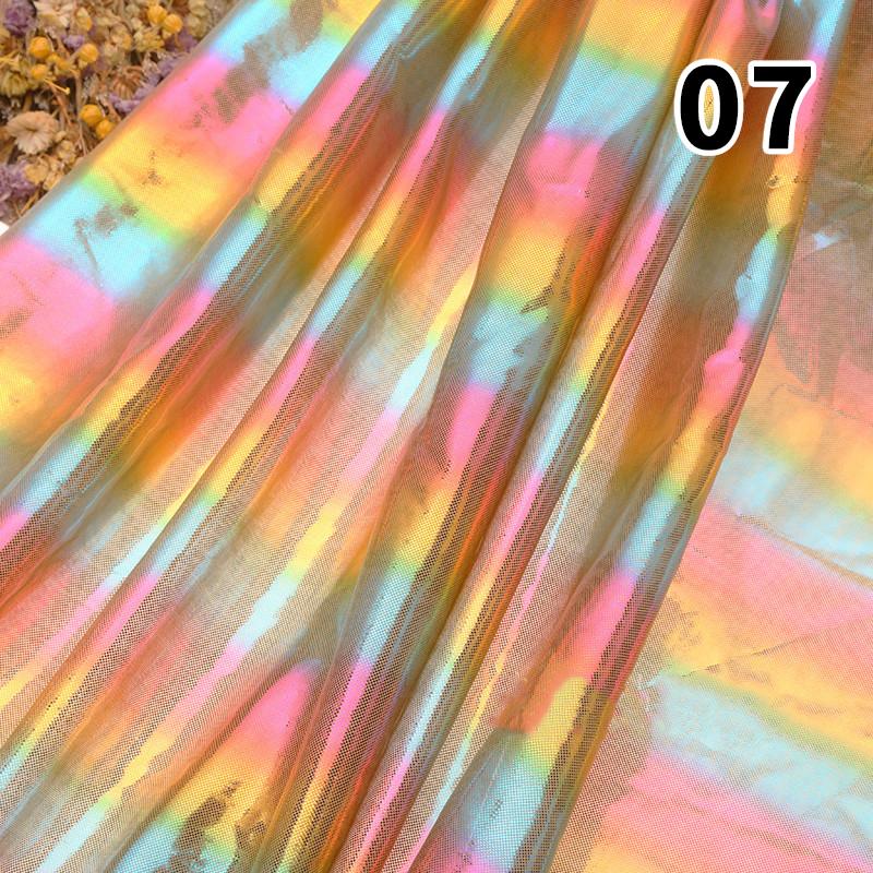 1M Metallic Rainbow Stripe Fabric Bronzing Colorful Striped Shiny Fabric For DIY Stage Performance Outfits Garment Crafts 100X150cm