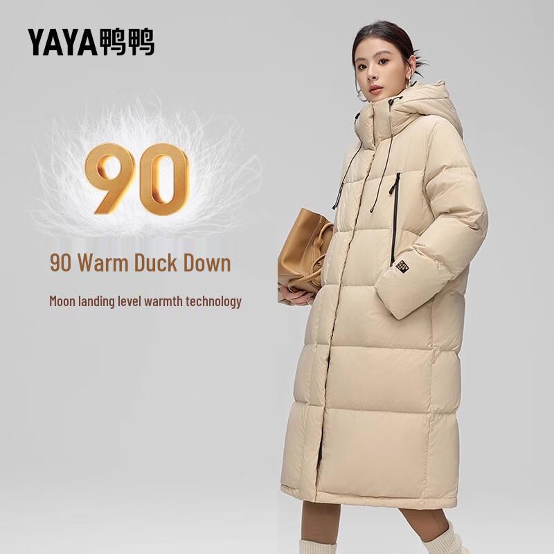

YAYA Women s Winter Hooded Mid-Long Duck Down Jacket L