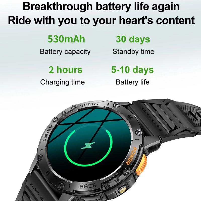 2025 New For Android Ios New AMOLED Smart Watch Men with Flashlight Sports Waterproof Fitness Tracker Bluetooth Call Smartwatch Man+Box