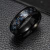 Fashion Titanium Steel Carbon Fiber Ring For Men Blue Red Square Carbon Fiber Ring Men 'S Cool Ring Fashion Jewelry
