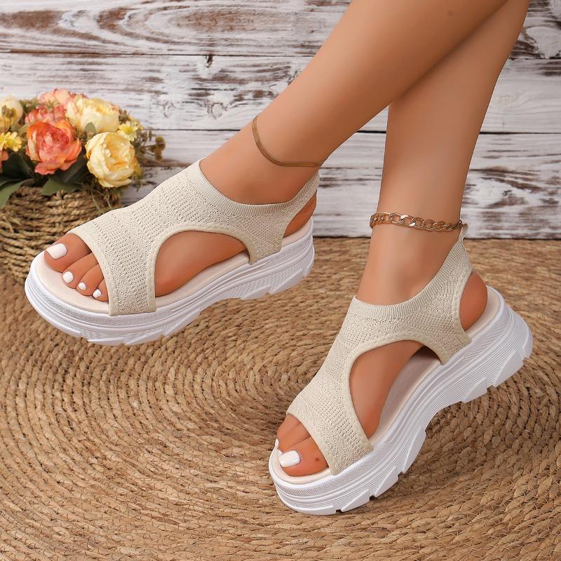 Scarpe Estive da Donna 2025 Sandali con Zeppa e Plateau a Rete con Dettaglio Pesce Sandali da Donna a Punta Aperta Scarpe Casual Leggere da Donna Zapatillas Mujer