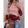 Women's Autumn Long-Sleeve T-Shirt, Marble Print, Street Style Casual Crew Neck Pullover, Loose Fit Outdoor T-Shirt