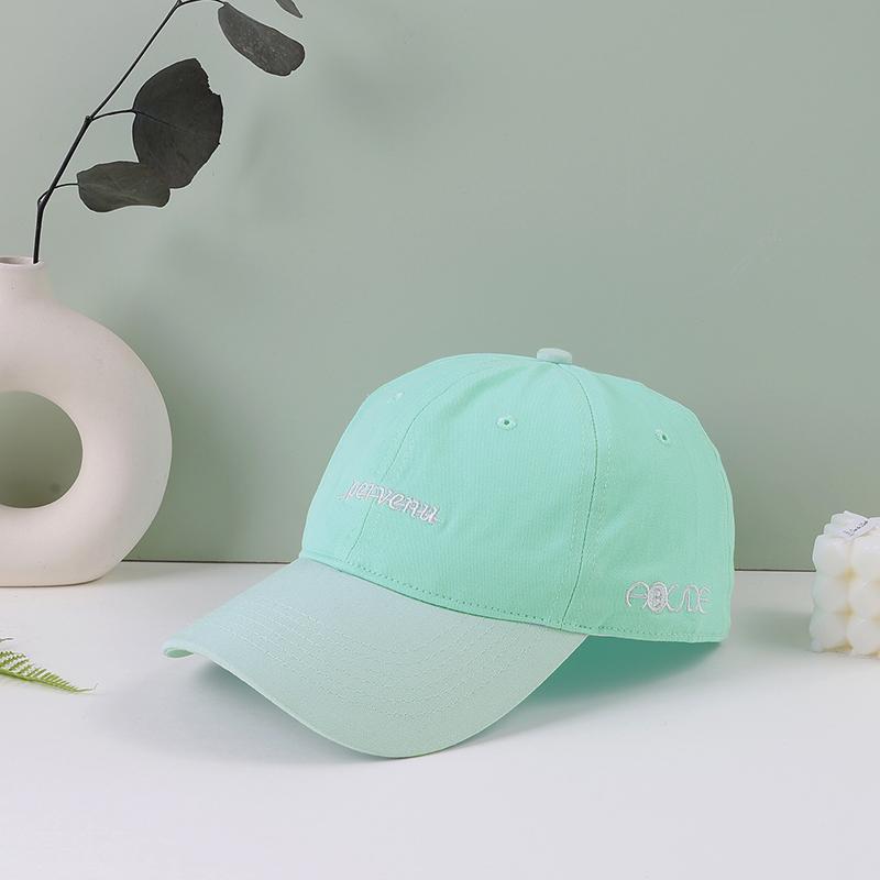 The new soft top Macaron color embroidered small letter copper buckle baseball cap fashion casual splice shade cap