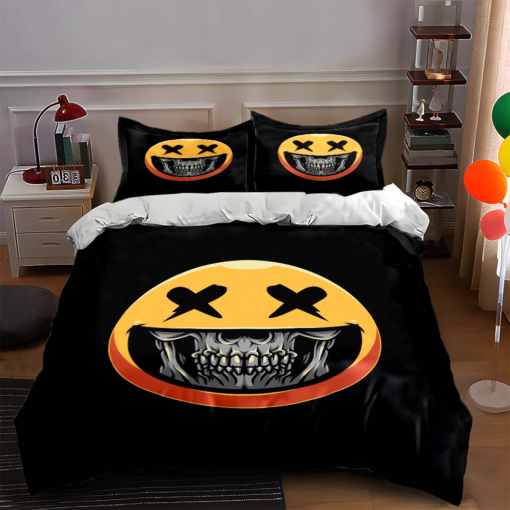 

Smiling skull emblem. Bedding Duvet cover sets Duvet covers Pillowcases gifts (1 * Duvet Cover 2 * Pillowcases, without duvet insert) 135x200cm