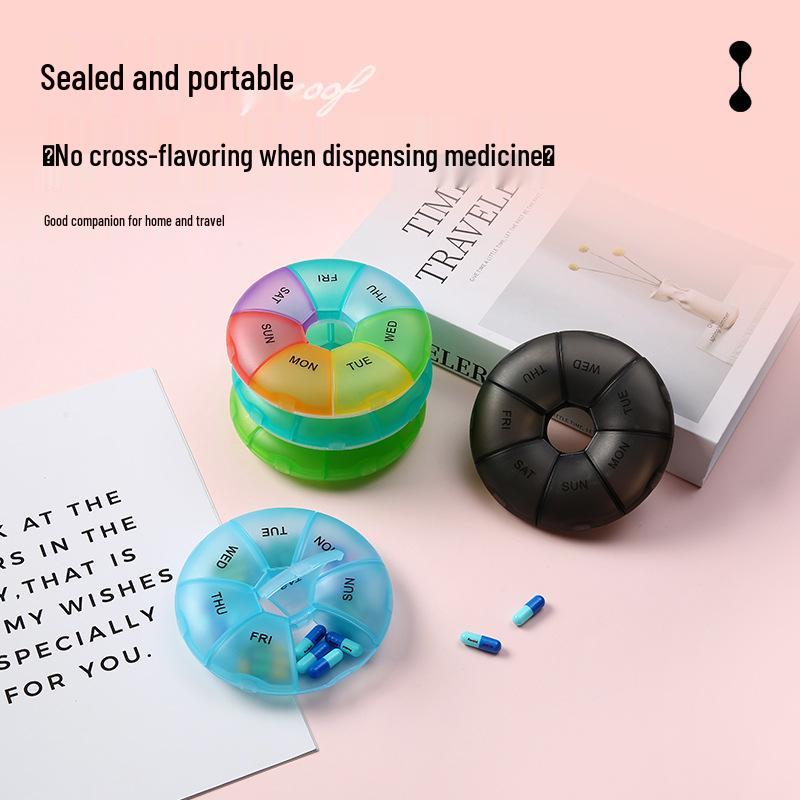 Colorful Portable 7-Day Moisture-Proof Pill Organizer with Compartments