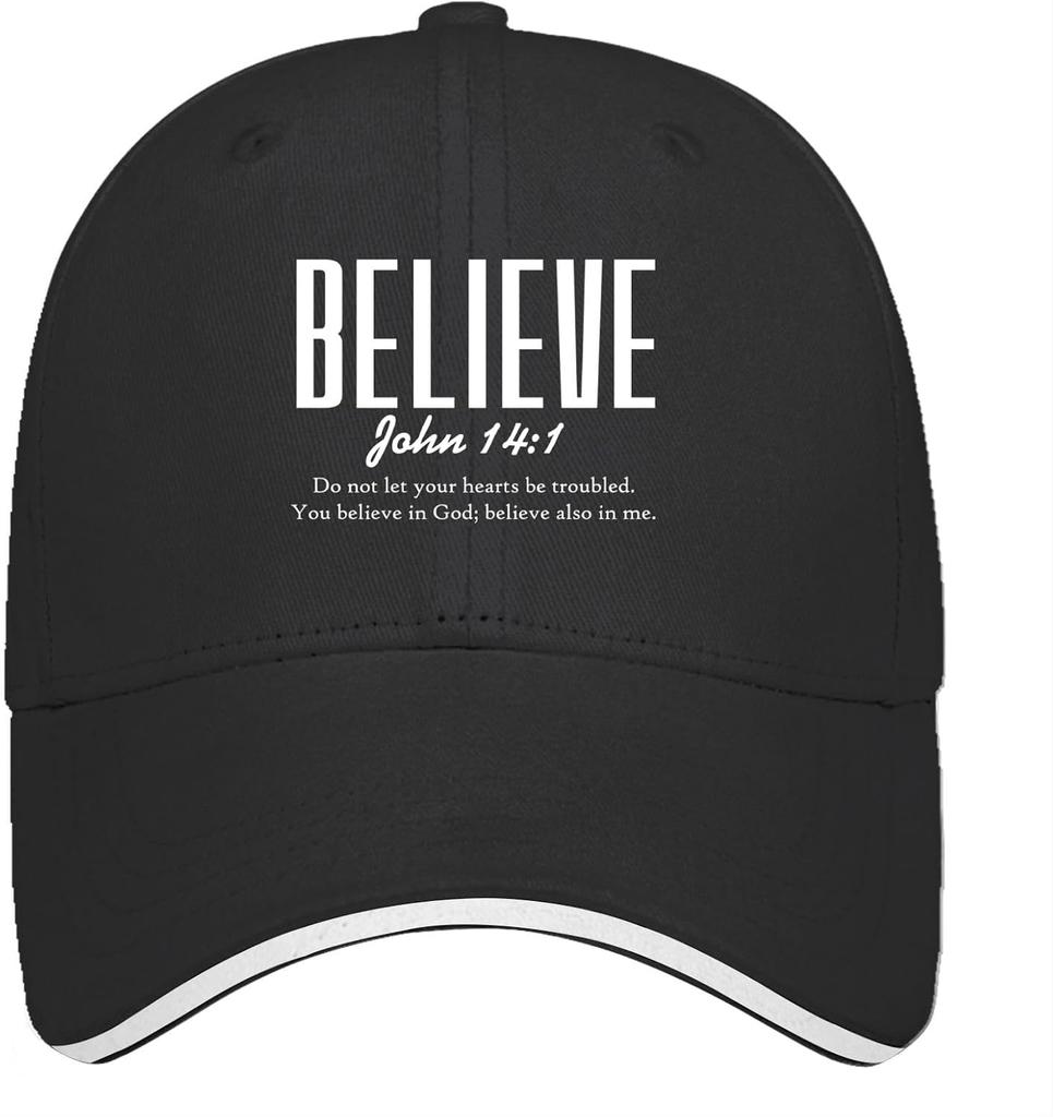 Believe John 141 Bible Verse Pink Baseball Cap Adjustable Polyester Casual Sun Protection Hat