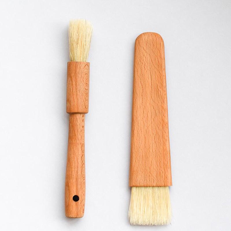 1pc/2pcs Household Kitchen Brush Barbecue Oil Brush Round Handle Bristle Brushes Flat Pastry Baking Brush Kitchen Cooking Brush