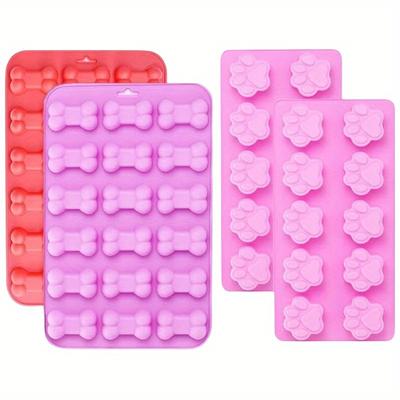 2pcs Set Silicone Puppy Paw Bone Molds Premium Non-Stick Food Safe for Candy DIT Mold Candle Soap Making Baking Chocolate Mould
