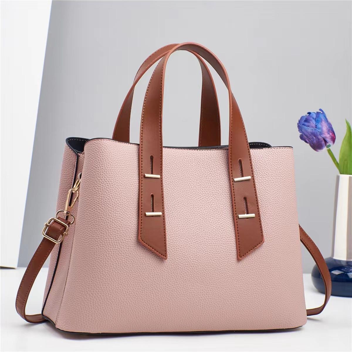 

New Arrival Color Block Macaron Fashion Luxury Handbag Trendy Large Capacity Tote Bag Women Shoulder Bag Length 31 width 13 height 23 рожевий