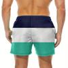 Summer Beach Fashion Navy Blue and White Striped Pattern 3D Digital Printing Men's Casual Outdoor Shorts Drawstring Design
