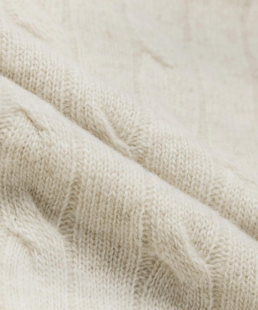 BROOKS BROTHERS Wool Cable Sweater (Ivory) (Bbwrmbf401)