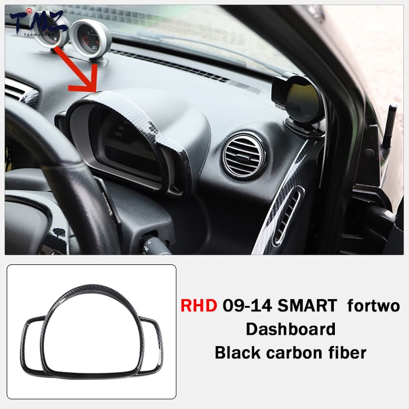 Right Hand Drive Vehicle Accessories with Carbon Fiber Pattern Black Navigation Panel Decorative for Benz SMARTfor Two Sticker