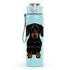 1PC Pure Black Dachshund Portrait 750ml Color Plastic Sports Water Bottle Leakproof Flip Straw Lid Suitable for Sports Office Home Use