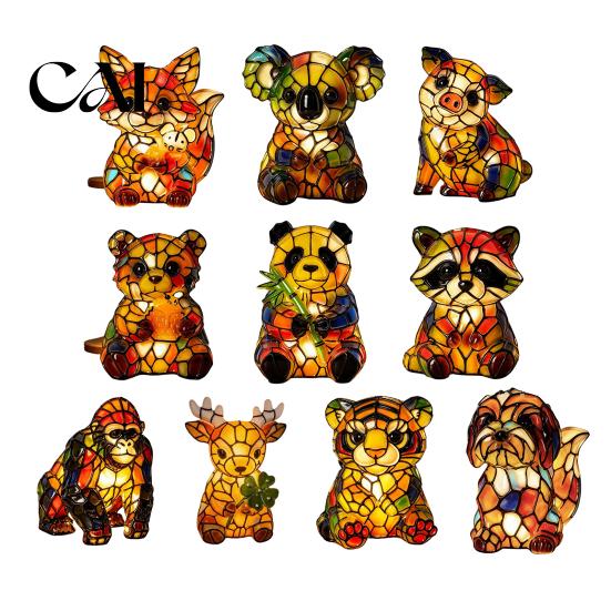 Gift for Animal Lovers Vintage Stained Glass Style Desk Lamp, Cute Night Light, Decorative Exquisite Desktop Ornament Home Reading Lamp