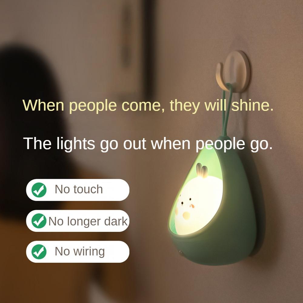 LED Night Light Human Body Sensing Lights USB Rechargeable Cute Animal Silicone Lamp For Bedroom Living Room Decor Children Gift