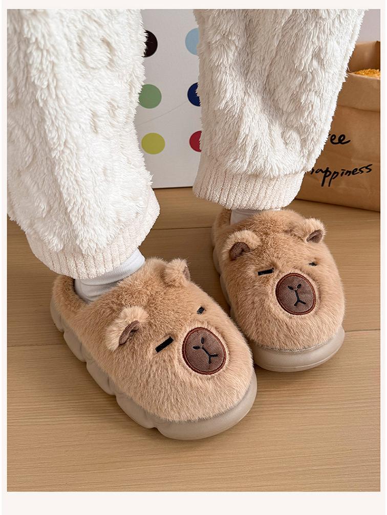 Capybara Kids' Winter Cotton Plush Slippers - Warm, Cozy Shoes for Boys and Girls