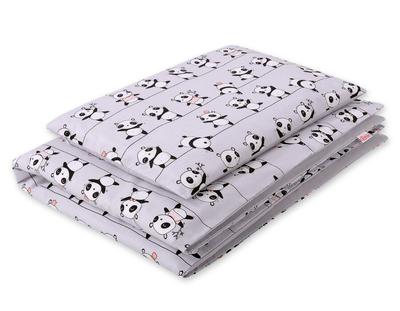 Double-sided 2-piece Cotton Children's Bedding - Gray Pandas