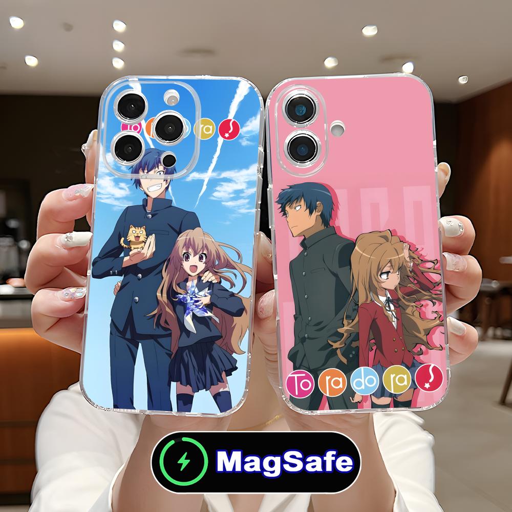 Anime Toradora Mobile Cell Phone Case for iPhone 17 16 15 14 13 12 11 Air Pro Max Plus Mini Magsafe Clear Colorful Cover Luxury