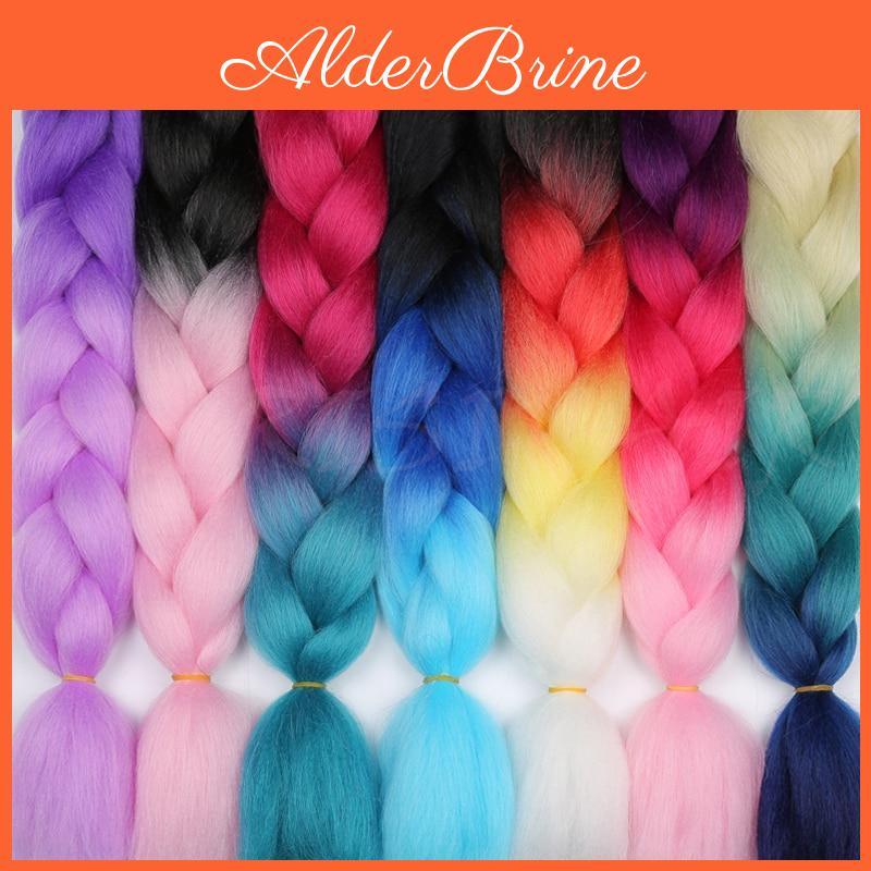 Long Ombre 80 Colors Long Jumbo Synthetic Woven Hair Crochet Colorful Girl Hair Extension
