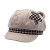 Korean Style Cat Ear Beret Hat Women With Embroidered Letters Wool Blend Octagonal Cap Adjustable Foldable Beanie