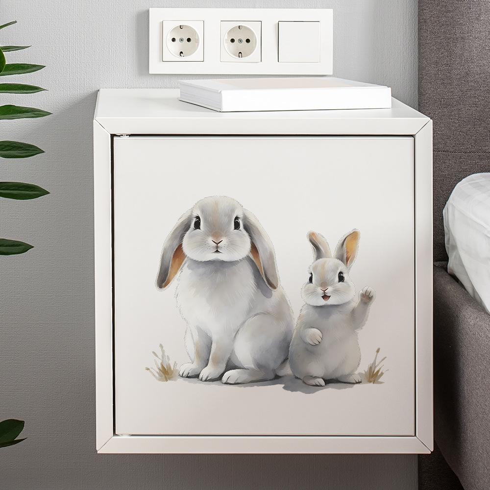 Lovely Rabbit Wall Stickers Waterproof Removable Self Adhesive Decals for Home Living Room Hallway Decor