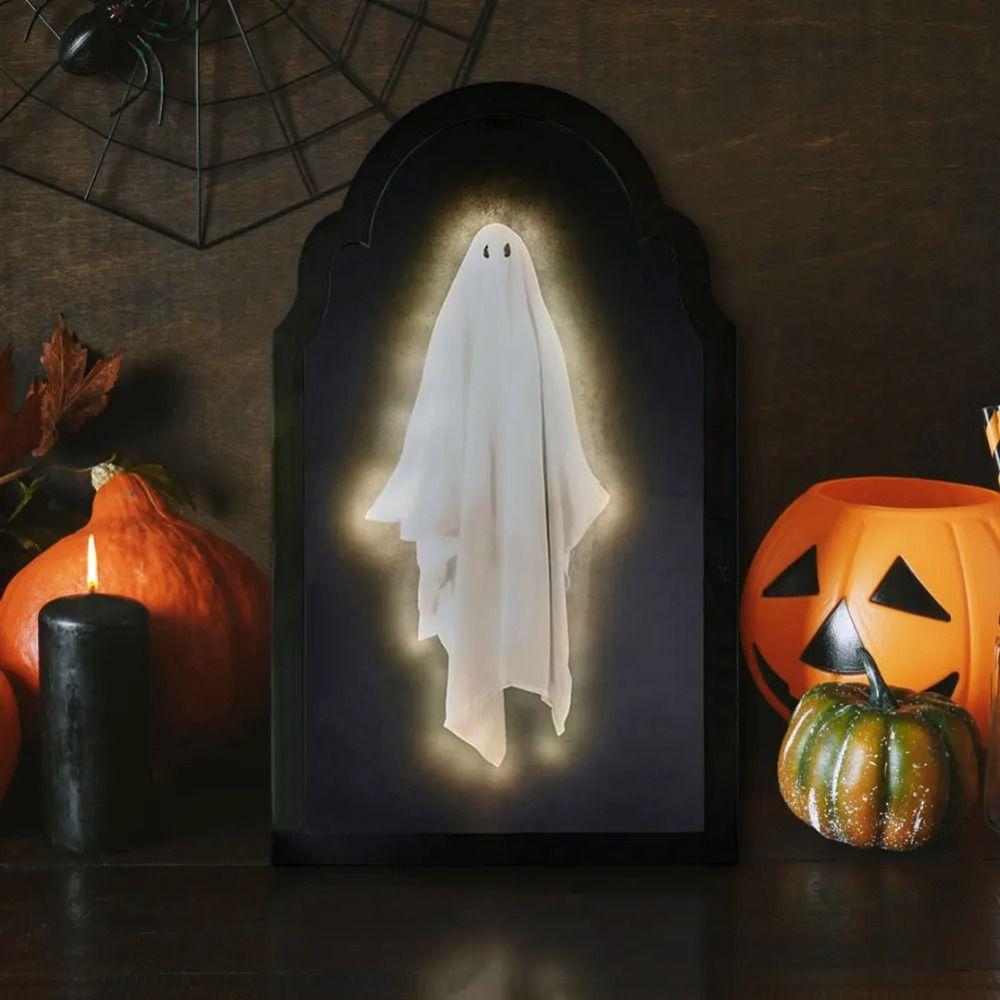 Spooky Halloween Ghost Mirror Creative LED Ghost Mirror Hologram Ghost Mirror  Prank Decor