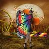 Halloween Costume for Adult Women Butterfly Wing Fairy Shawl with Antenna Headband Soft Lace Mask Cosplay Dress Up