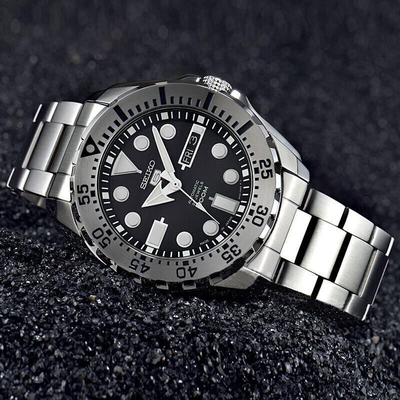 Seiko Automatic Mechanical Movement Stainless Steel Strap Watch Men's Watches Black Dial SRP599J1