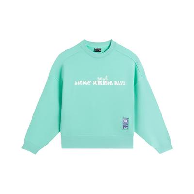 Badfive Series Printed Round Neck Pullover Sweatshirt Women Tops Green AWDS662-2