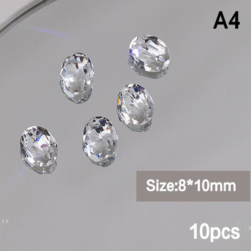 10 Stück Eis Durchsichtig Nagelkunst Kristall Glänzend Klar Spitzer Boden Glasstein 3D DIY Maniküre Dekoration Zubehör